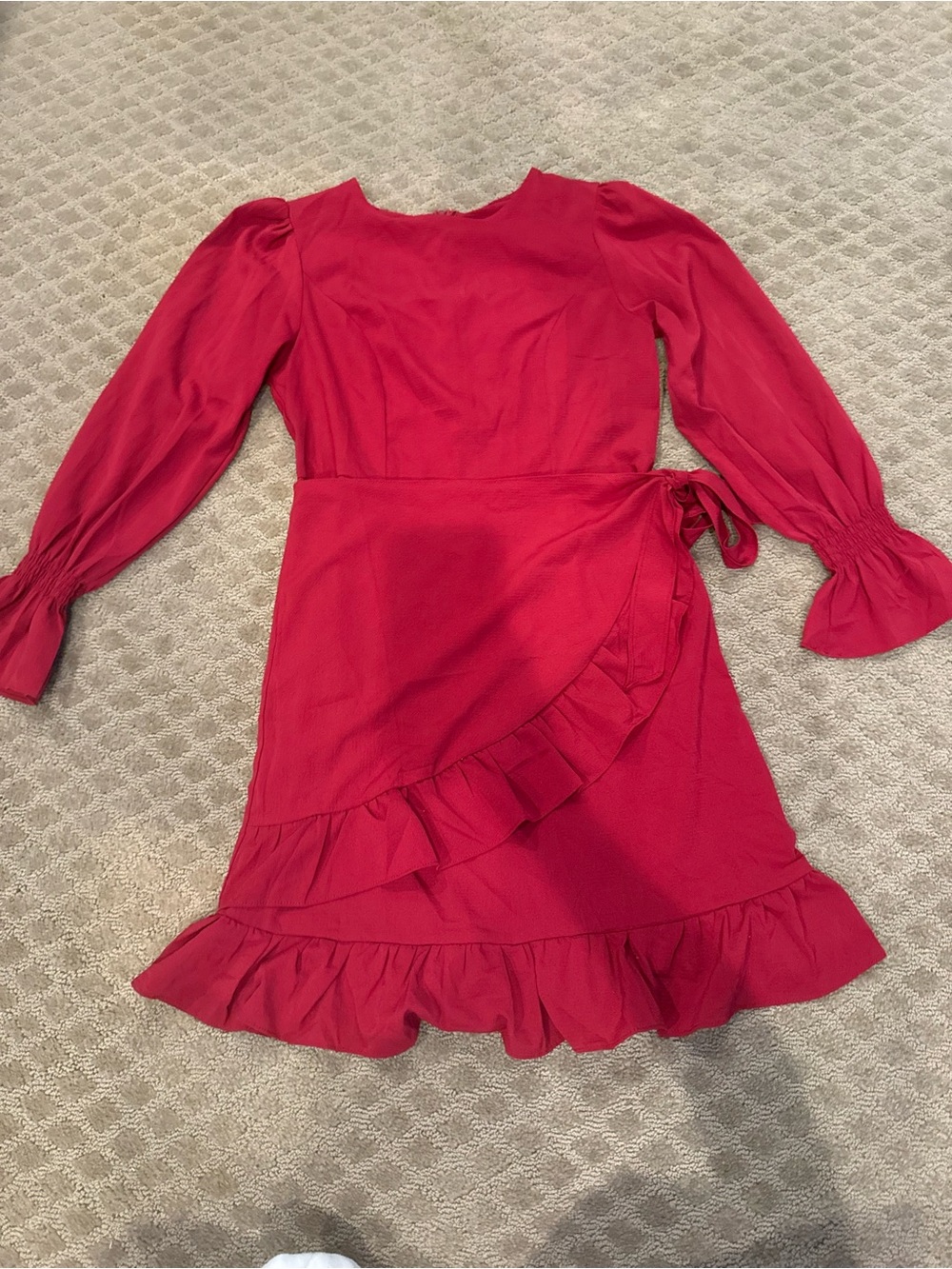 Red Ruffle Wrap Dress